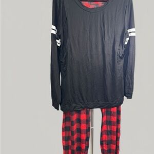 Women's Black and Red Plaid Pajama Set